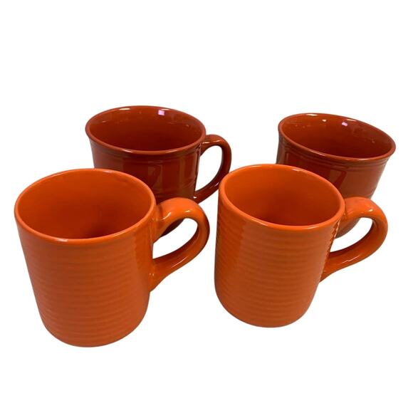 4 Orange Mainstays Royal Norfolk Ceramic Coffee Beverage Mugs 2 Similar Sets - Picture 1 of 4